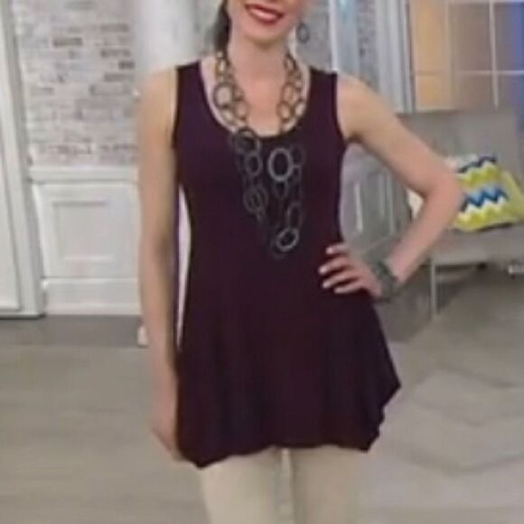 Linea Louis Dell'Olio Asymmetr Hem Knit Tank Tunic - Picture 1 of 6